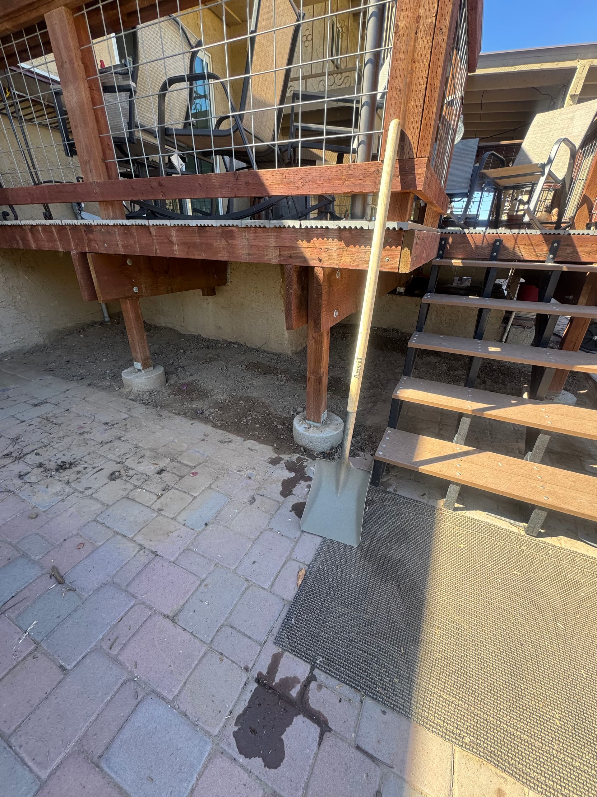 Rock Installation Under Deck